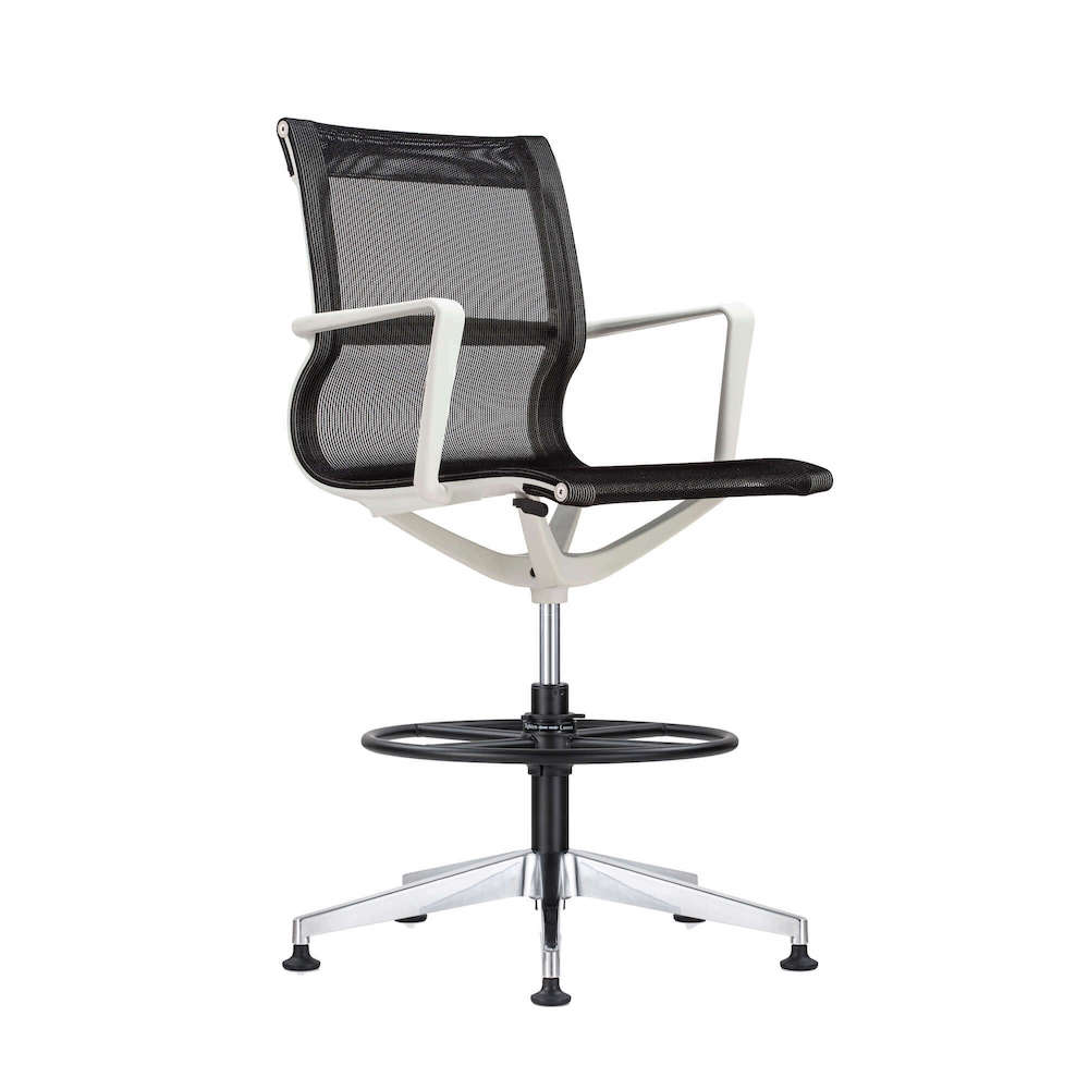 Office chair for standing desk ergonomic stool for standing desks drafting chair stool white frame and black angle view