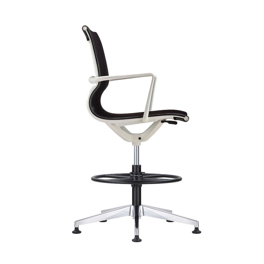 Office chair for standing desk ergonomic stool for standing desks drafting chair stool white frame and black side view