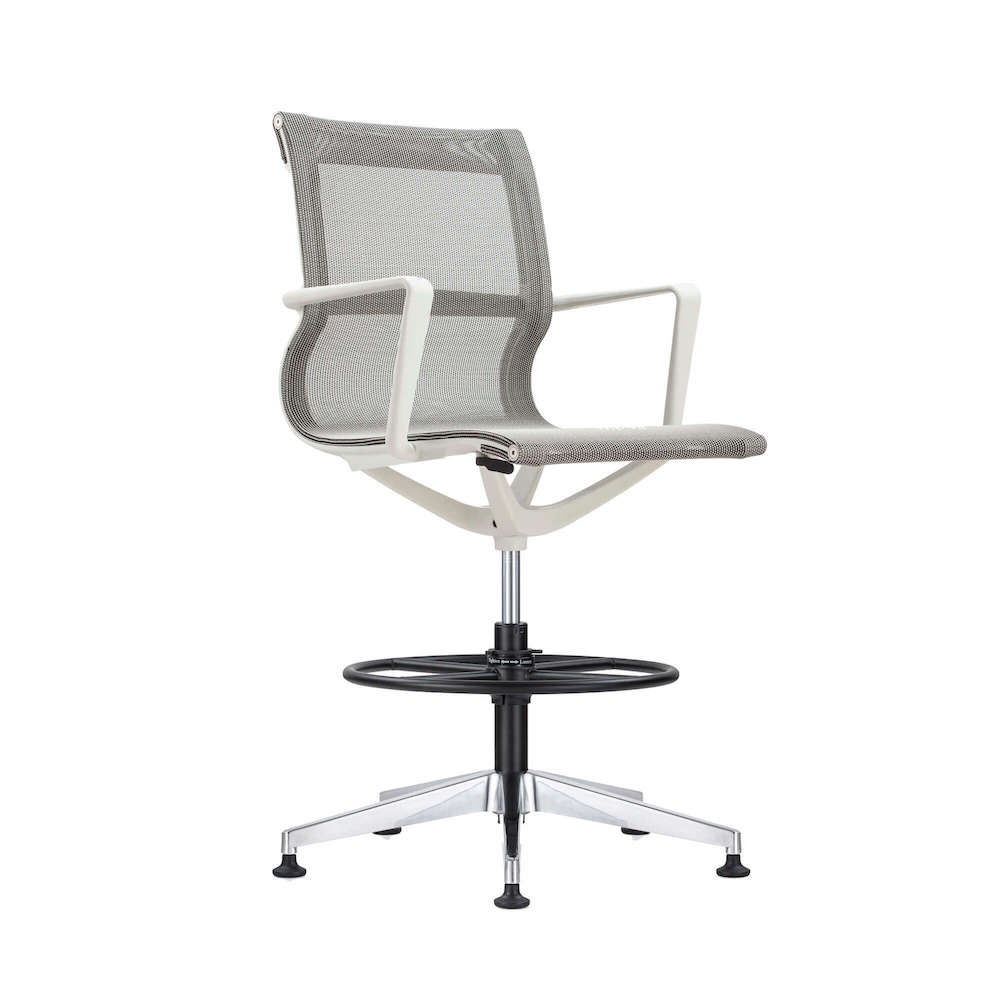 Office chair for standing desk ergonomic stool for standing desks drafting chair stool white frame and gray angle view