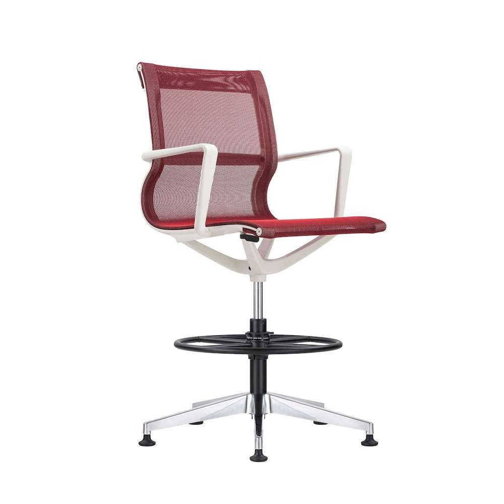 Office chair for standing desk ergonomic stool for standing desks drafting chair stool white frame and red angle view
