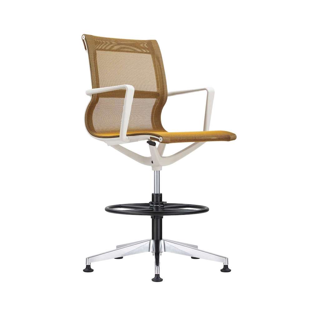 Office chair for standing desk ergonomic stool for standing desks drafting chair stool white frame and yellow angle view