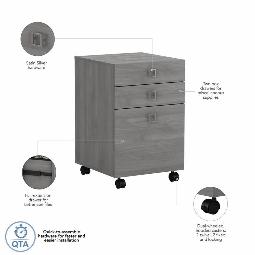 Clarity mobile pedestal 3 drawer features