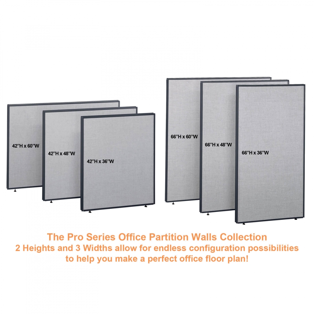 Office partition walls panel trio gray