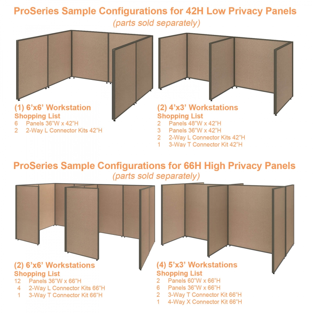 42H Free Standing Office Partitions Desk Dividers 42H x 48W