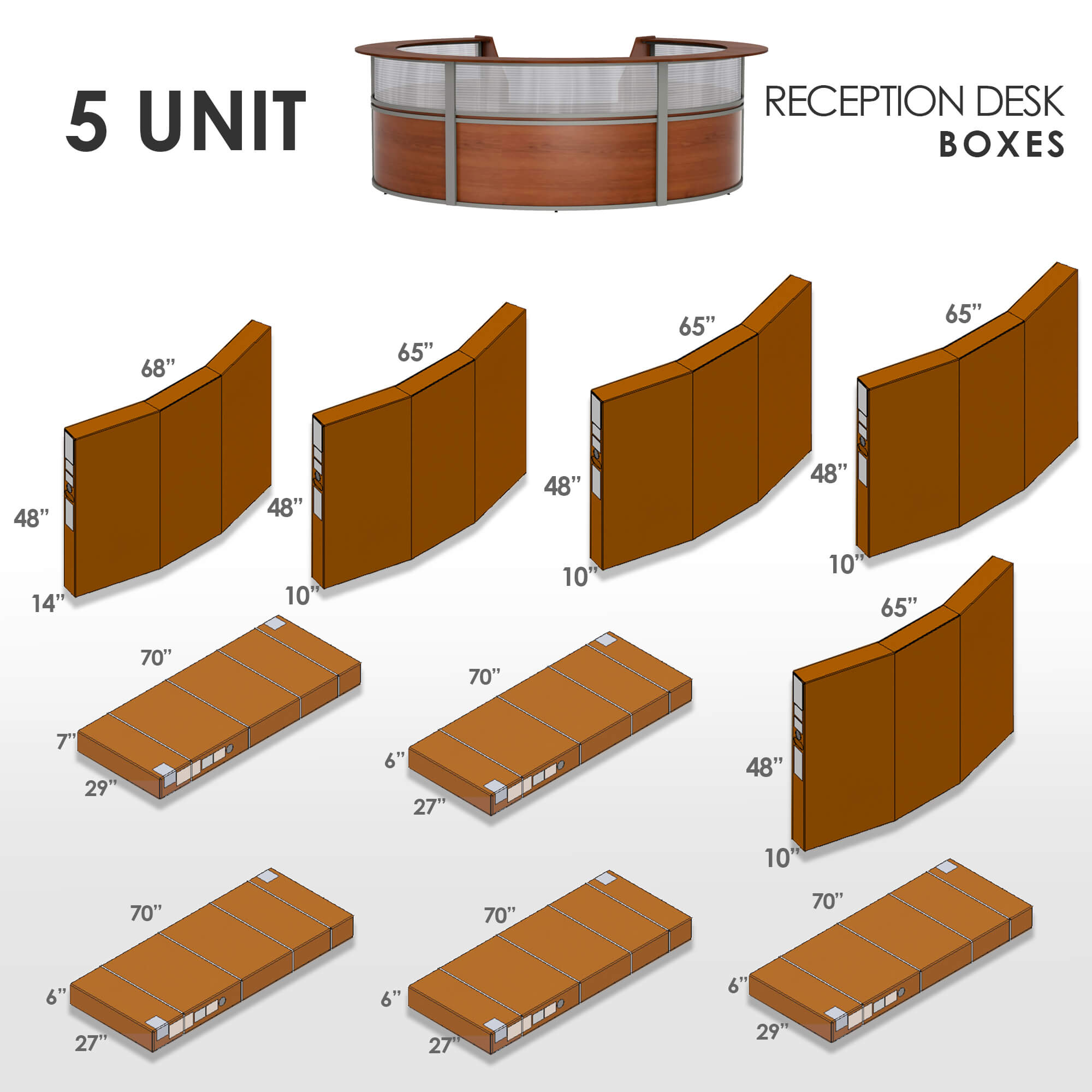 Li1 circle reception desk box dimensions 1