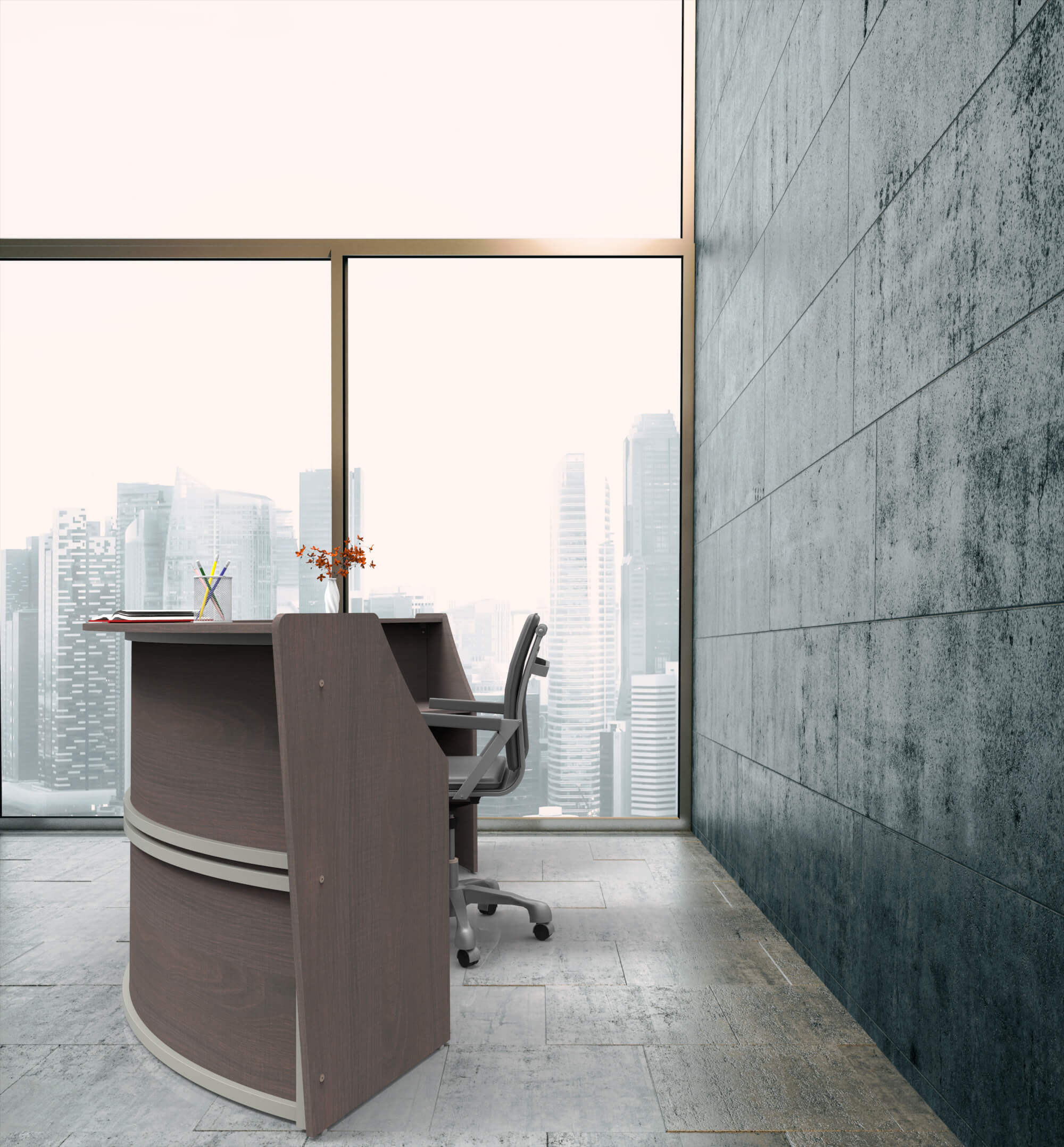 Li1 elegant modern reception desk environment view