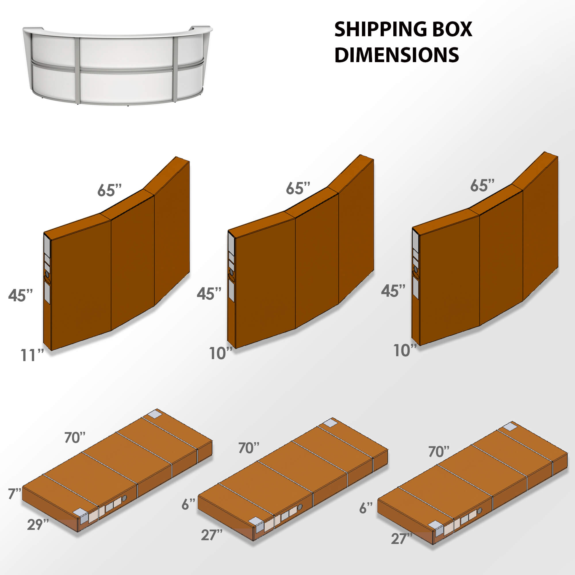Li1 elegant semi circular reception desk shipping box dimensions