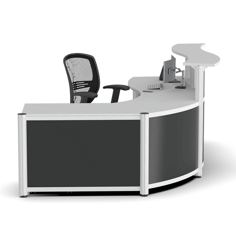 Reception desk arcwave curved reception desk lateral