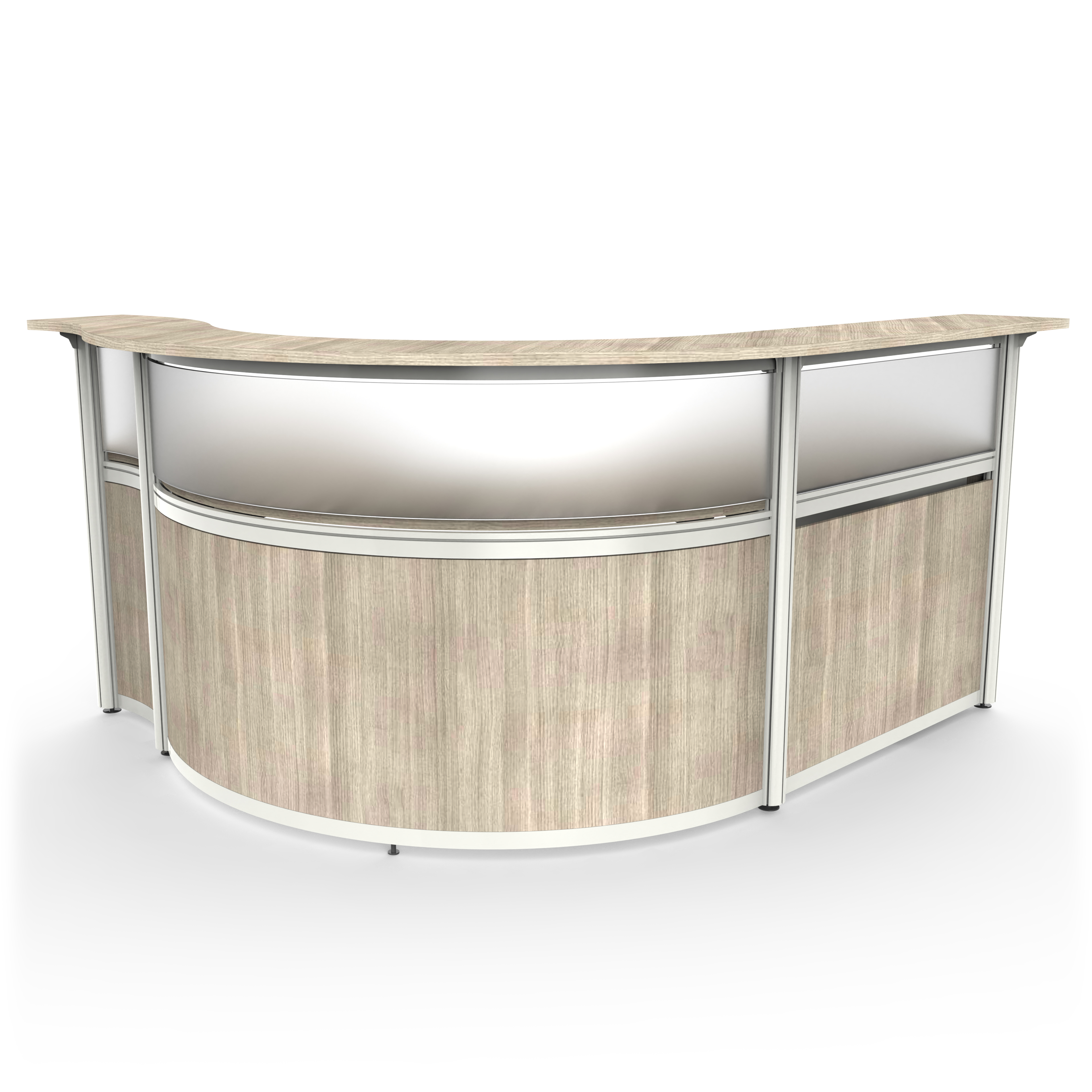 Reception desk curved with frosted acrylic panel front 1 2
