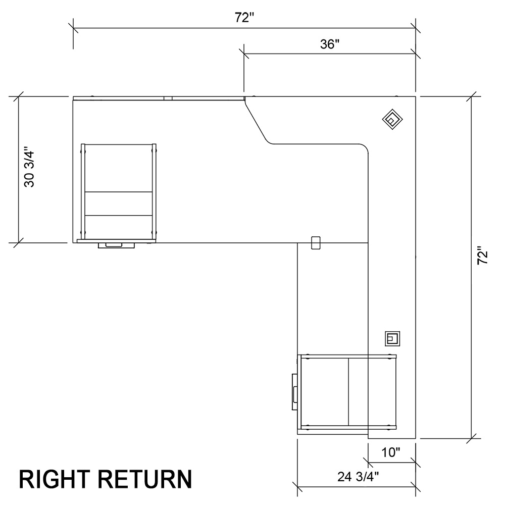 Solide reception desks l shape right return
