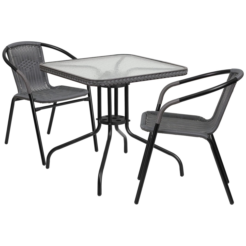 Outdoor table and chairs CUB TLH 073SQ 037GY2 GG FLA