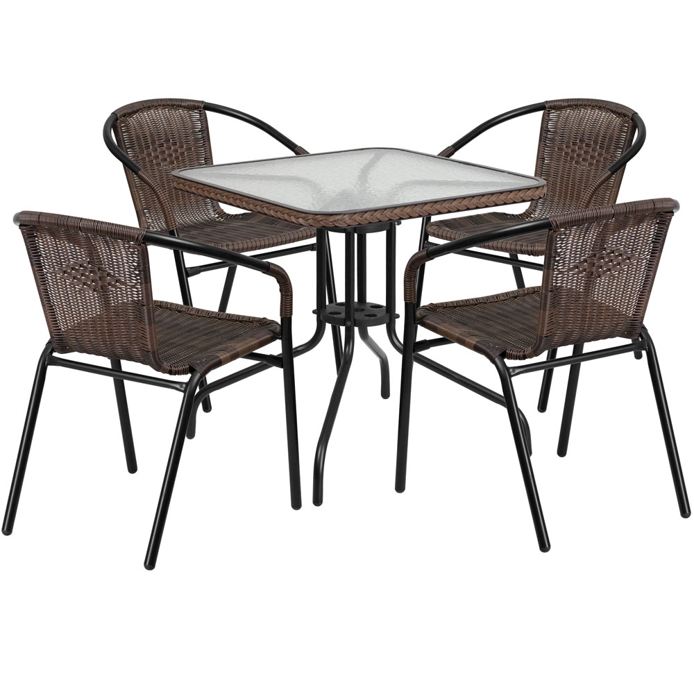 Outdoor Table and Chairs - Monty Rattan Table and 4 Chairs 28 Inch