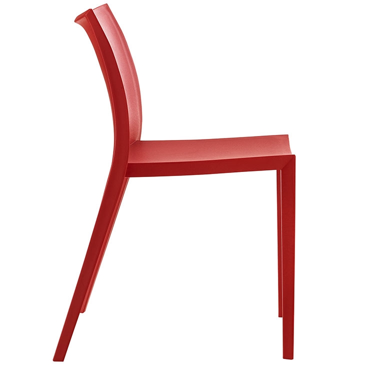 Plastic restaurant chair side view