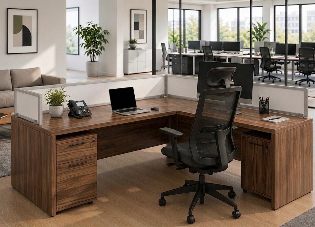Polycarbonate white desk divider PW12H