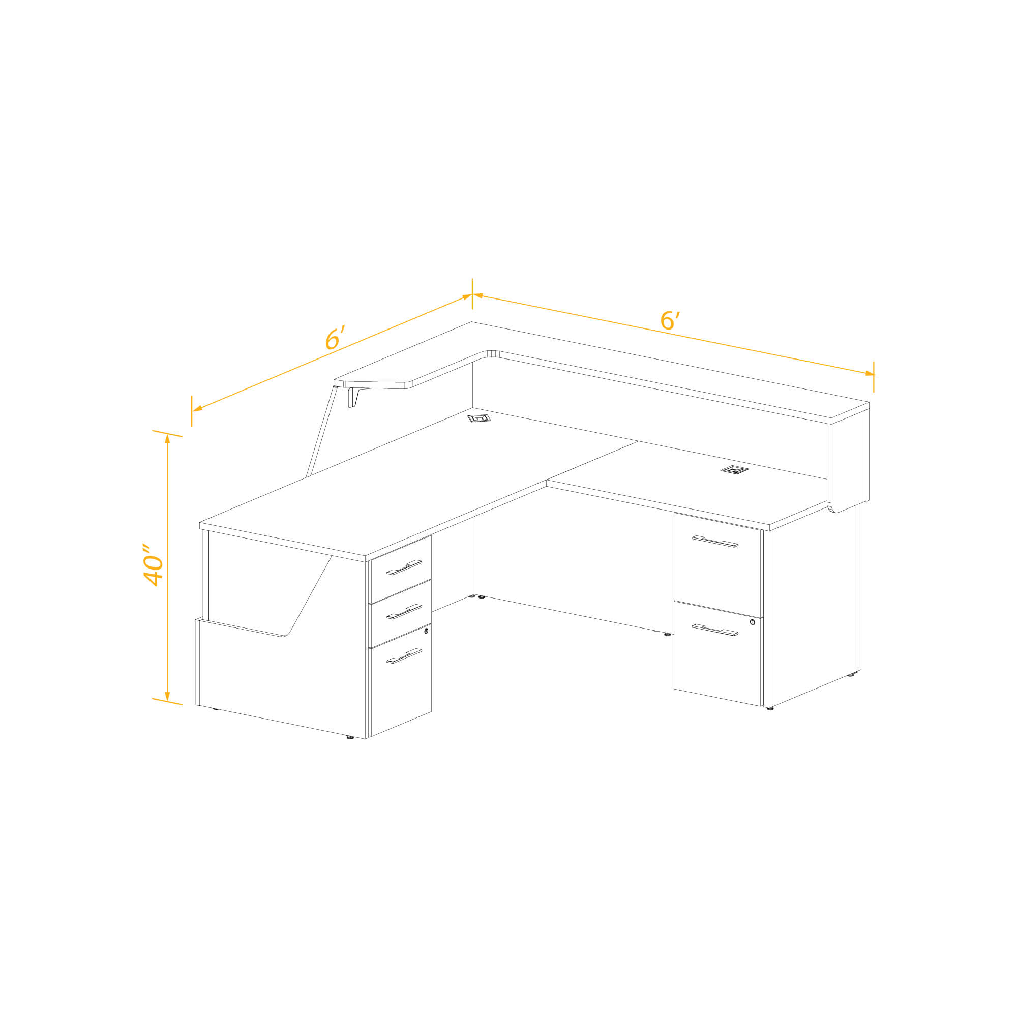 Reception desk l shape 66 right return