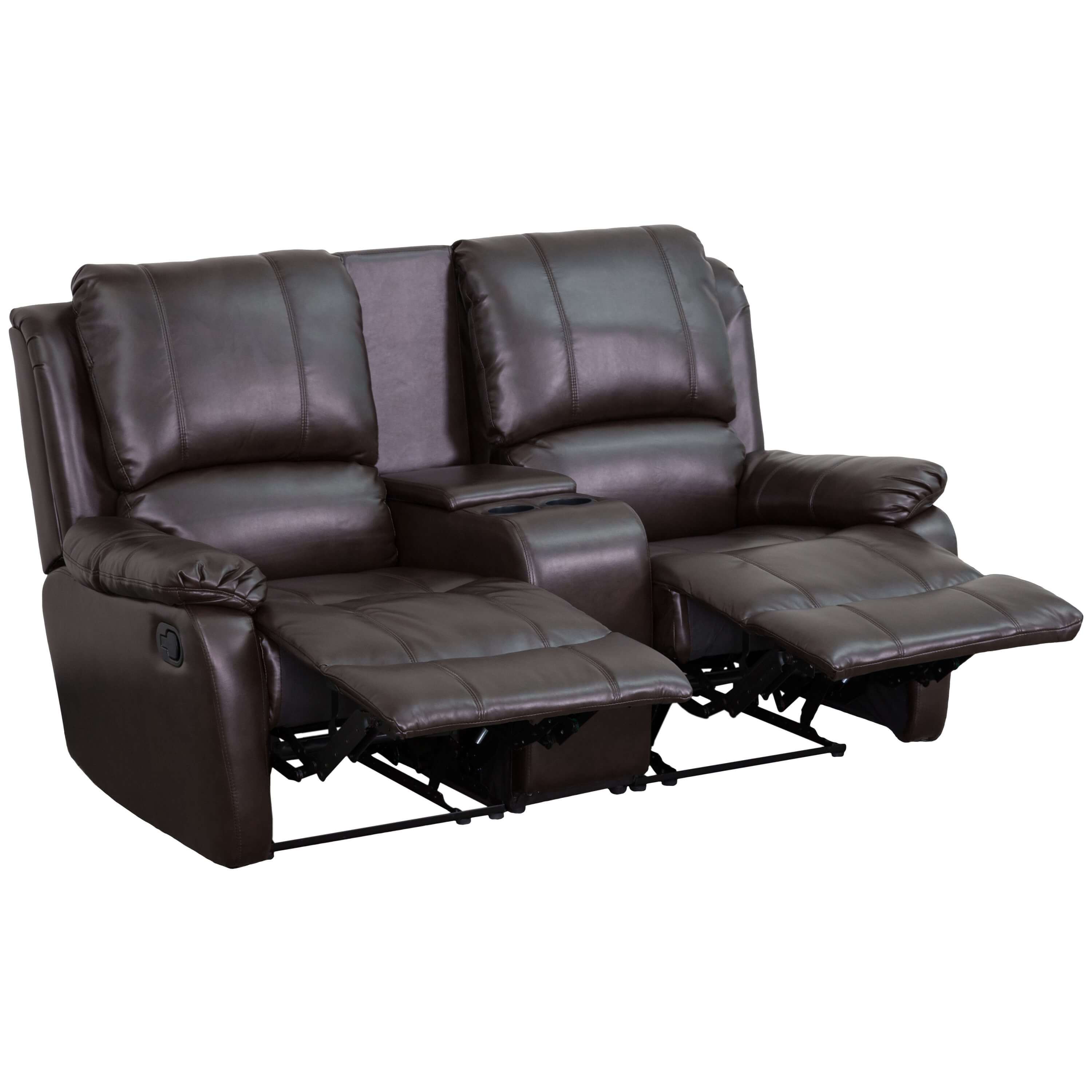 Recliner chair with cup holder reclined view