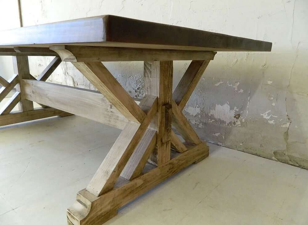 Rustic farmhouse dining table side view table
