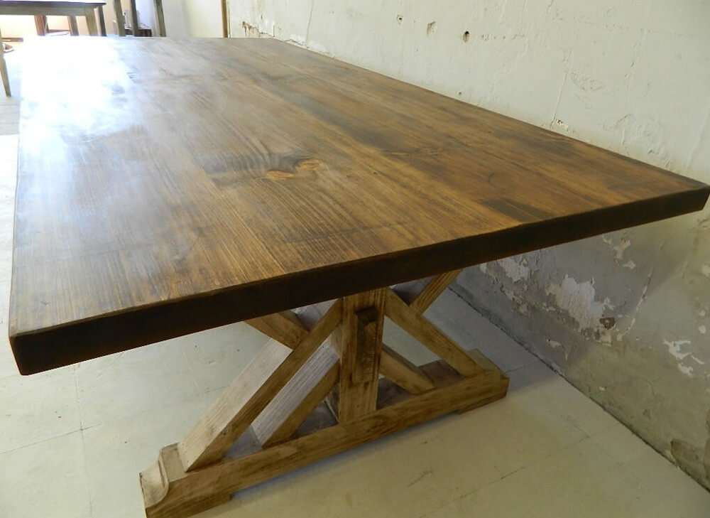 Rustic farmhouse dining table top view