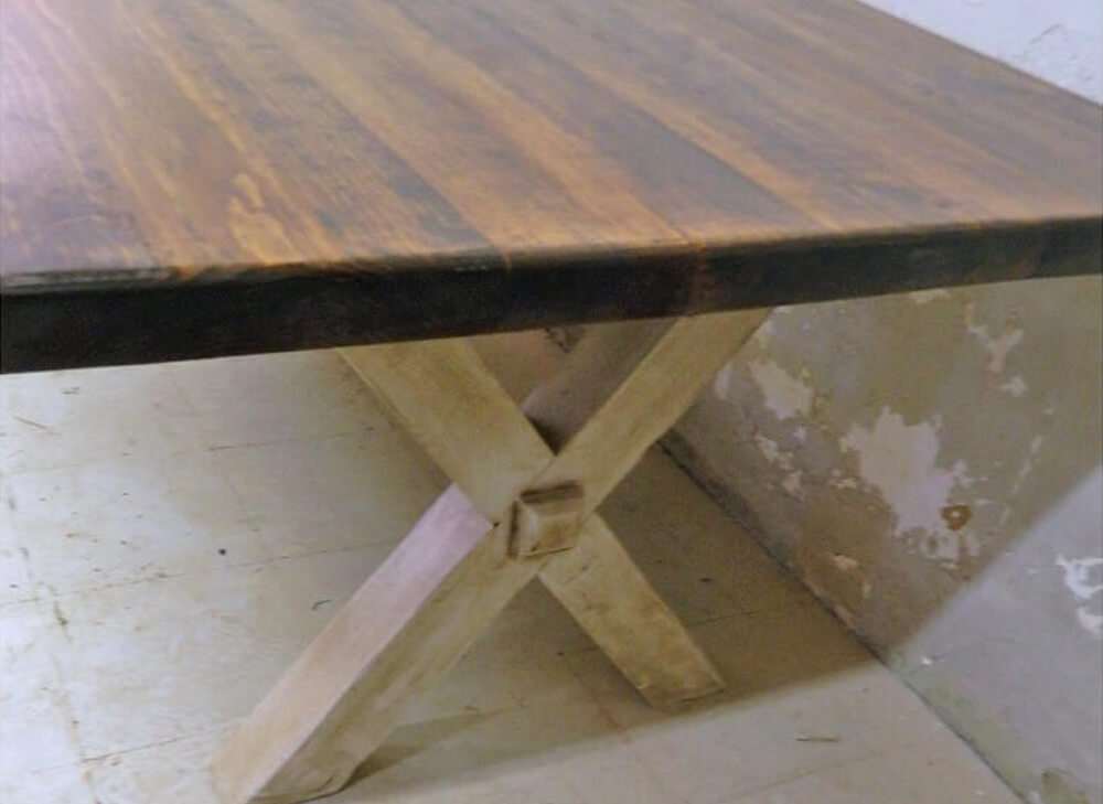 Rustic farmhouse table side view