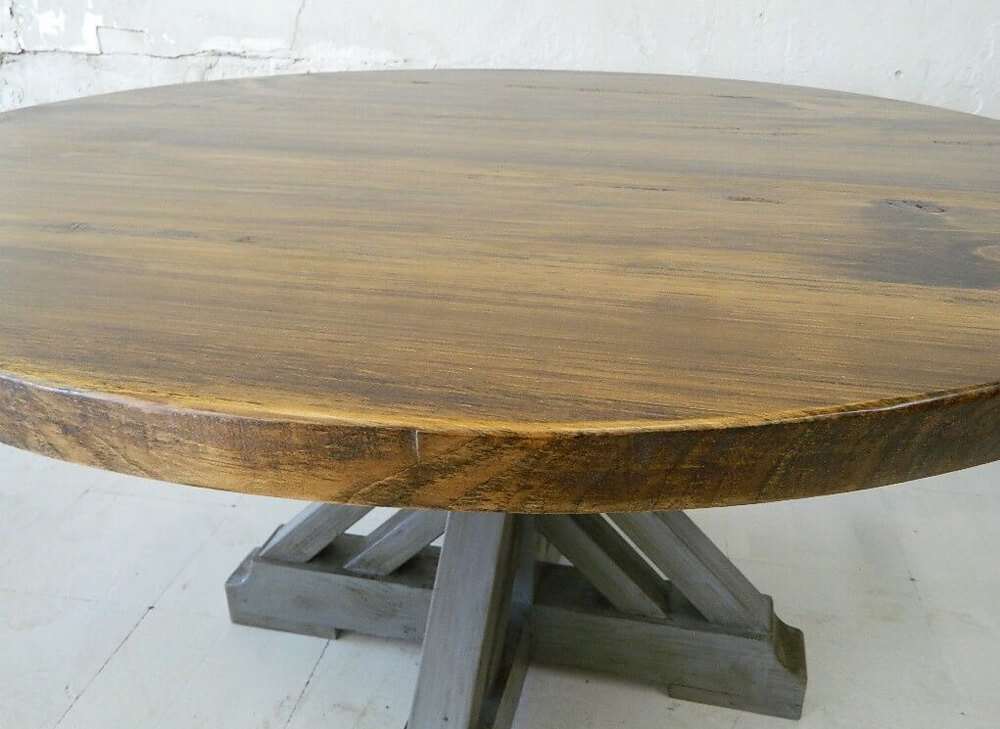 Rustic pine dining table front view