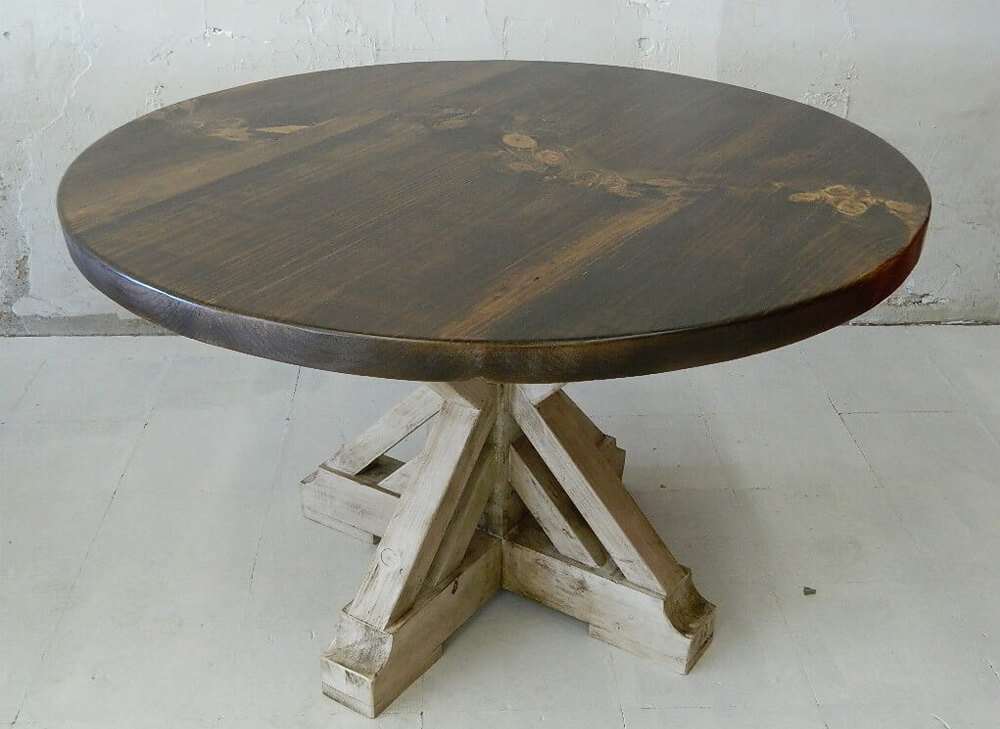 Rustic round table front view