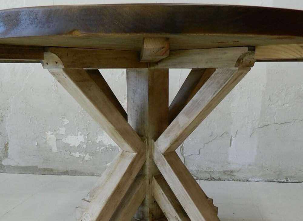 Rustic round table side view