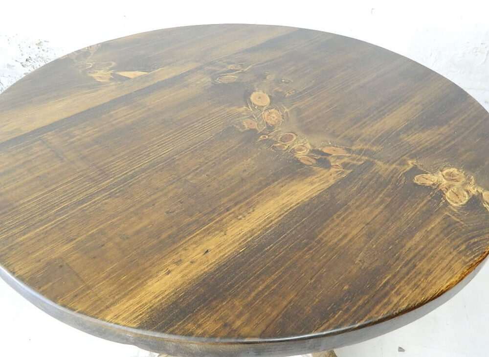 Rustic round table top view