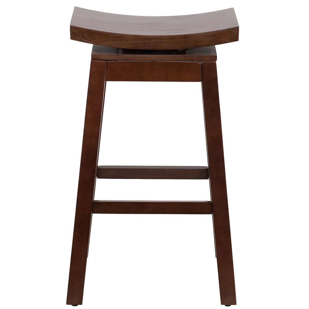 Saddle seat bar stool front view