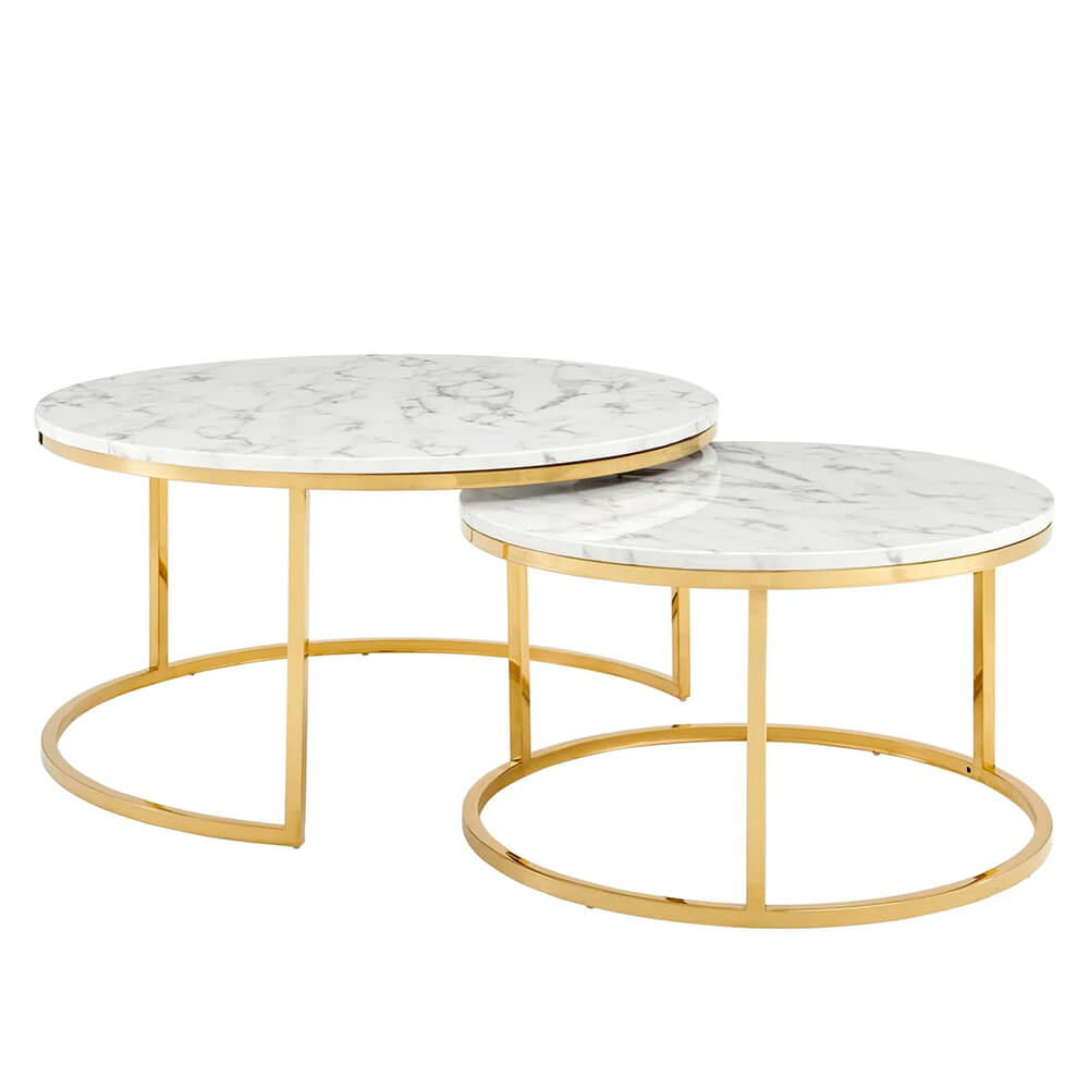 Chic nesting coffee tables angle view