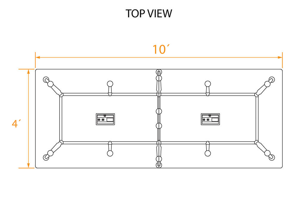 Chrome conference table 10x4 top view dimensions Chrome conference table 10x4 top view dimensions