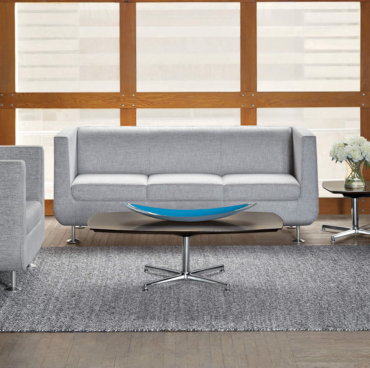 Curved coffee table space view 1 2 3