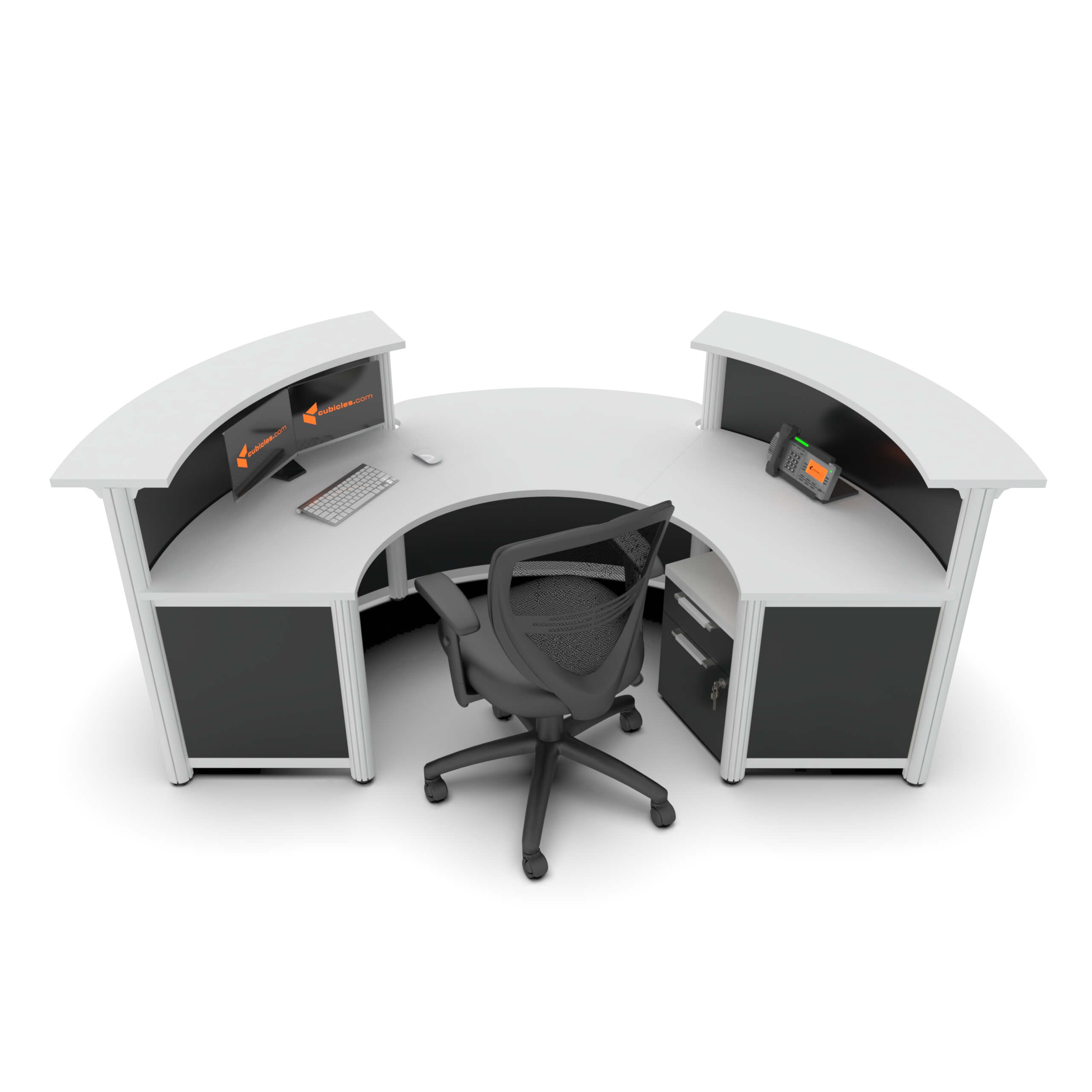 Curved round ada reception desk top back view 1 2