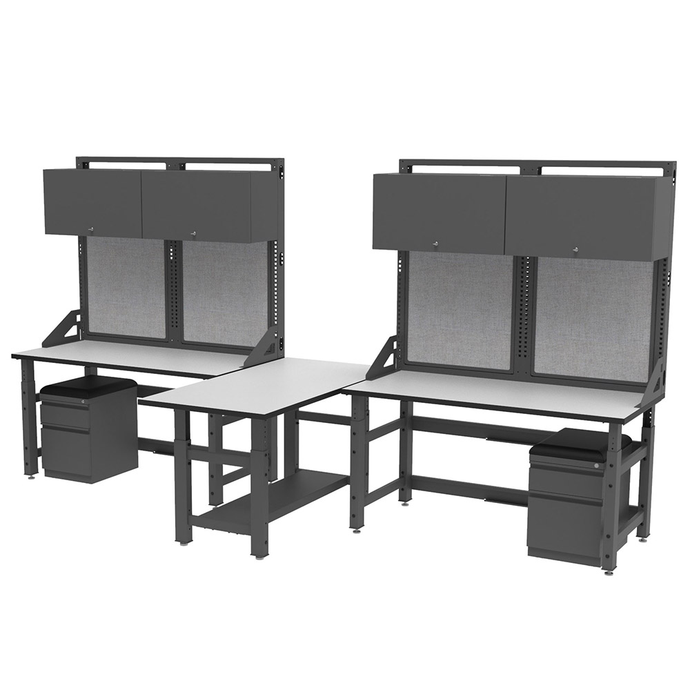 Dual workbench system with upper organizer