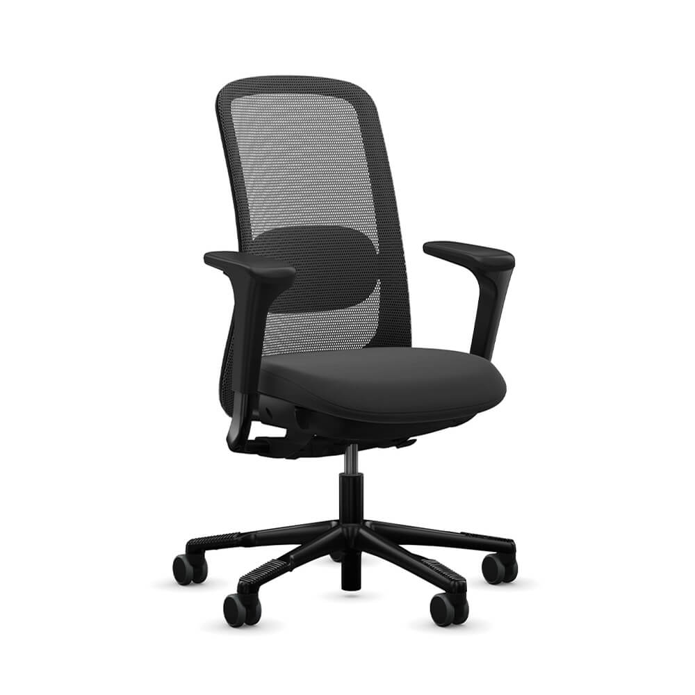 Ergonomic desk chair black front angle Ergonomic desk chair black front angle