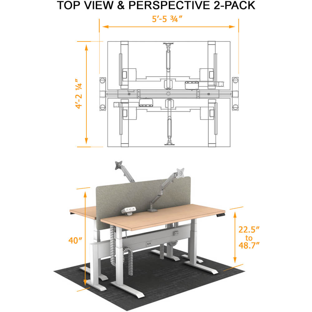 Ergonomic workstations tech desk 2pack