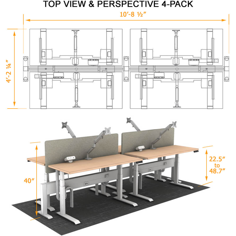 Ergonomic workstations tech desk 4pack