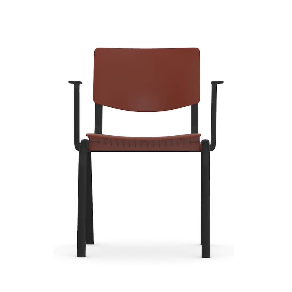 Executive and conference chairs office desk chairs contemporary guest chair black frame and red back and seat front view