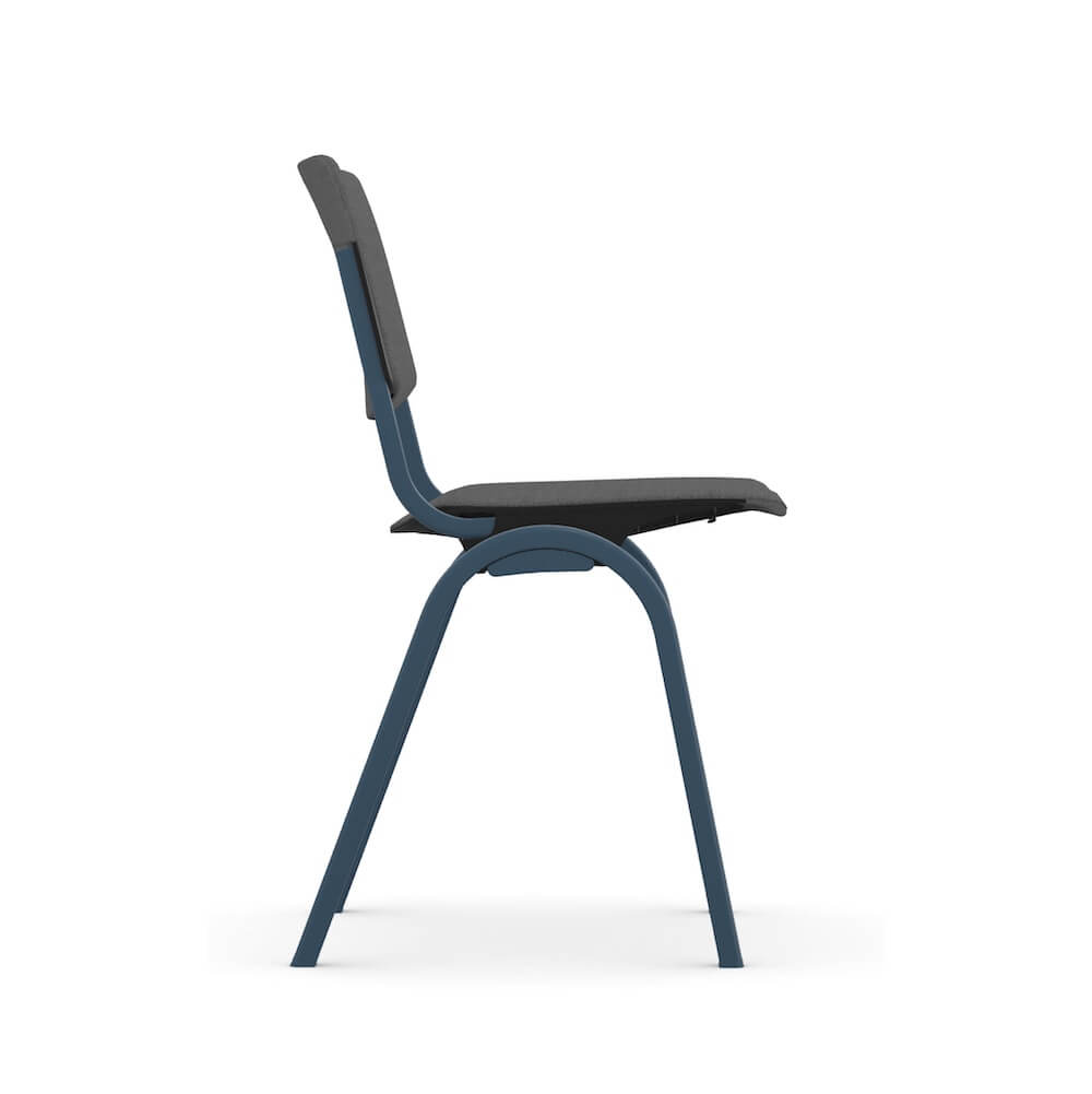 Executive and conference chairs office desk chairs contemporary guest chair blue frame and gray fabric side view