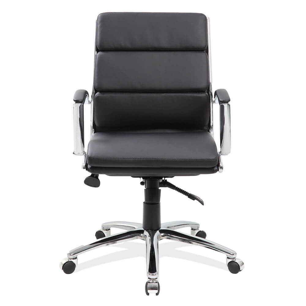 Executive and conference chairs office desk chairs leather mid back office chair black front view