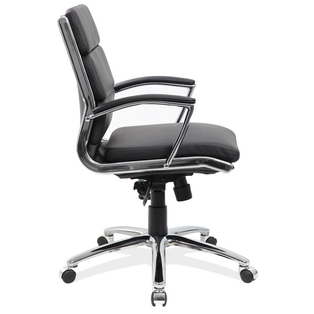 Executive and conference chairs office desk chairs leather mid back office chair black side view