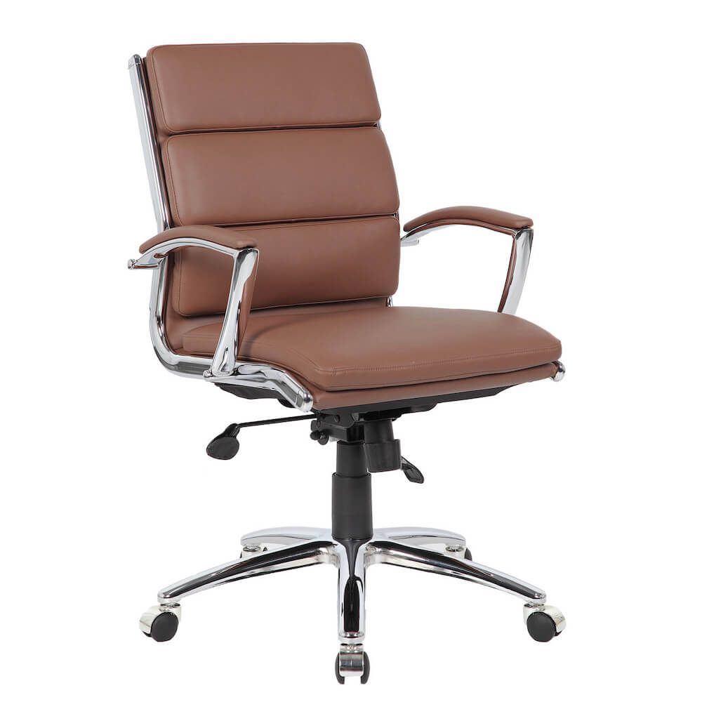 Executive and conference chairs office desk chairs leather mid back office chair caramel angle view