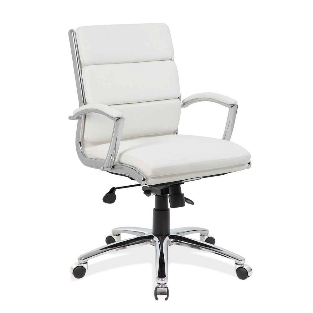 Executive and conference chairs office desk chairs leather mid back office chair white angle view