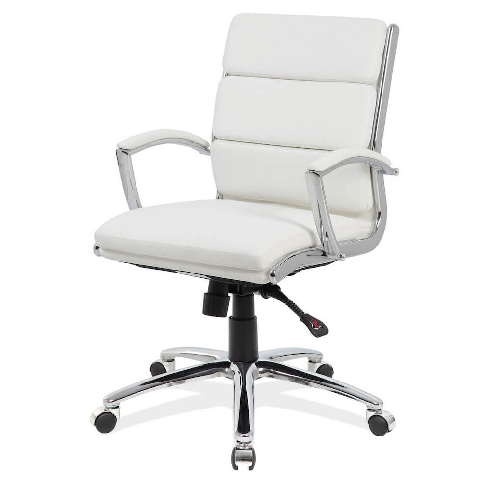 Executive and conference chairs office desk chairs leather mid back office chair white front angle view