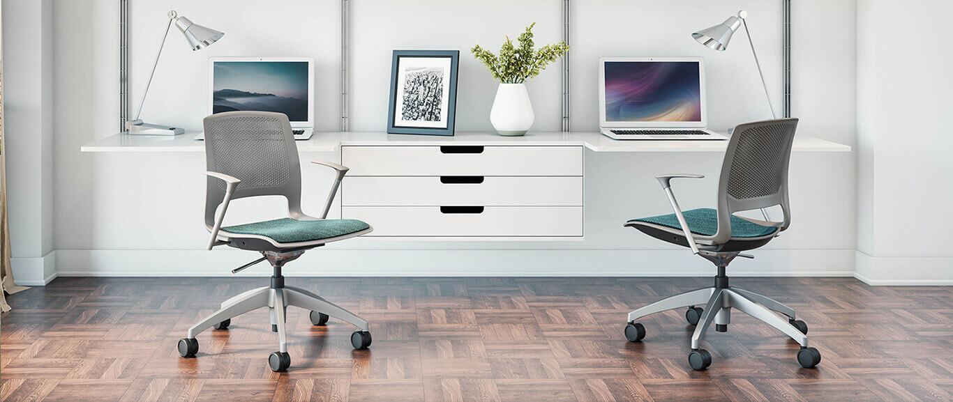 Executive and conference chairs office desk chairs plastic office chairs with wheels gray frame and blue fabric space view