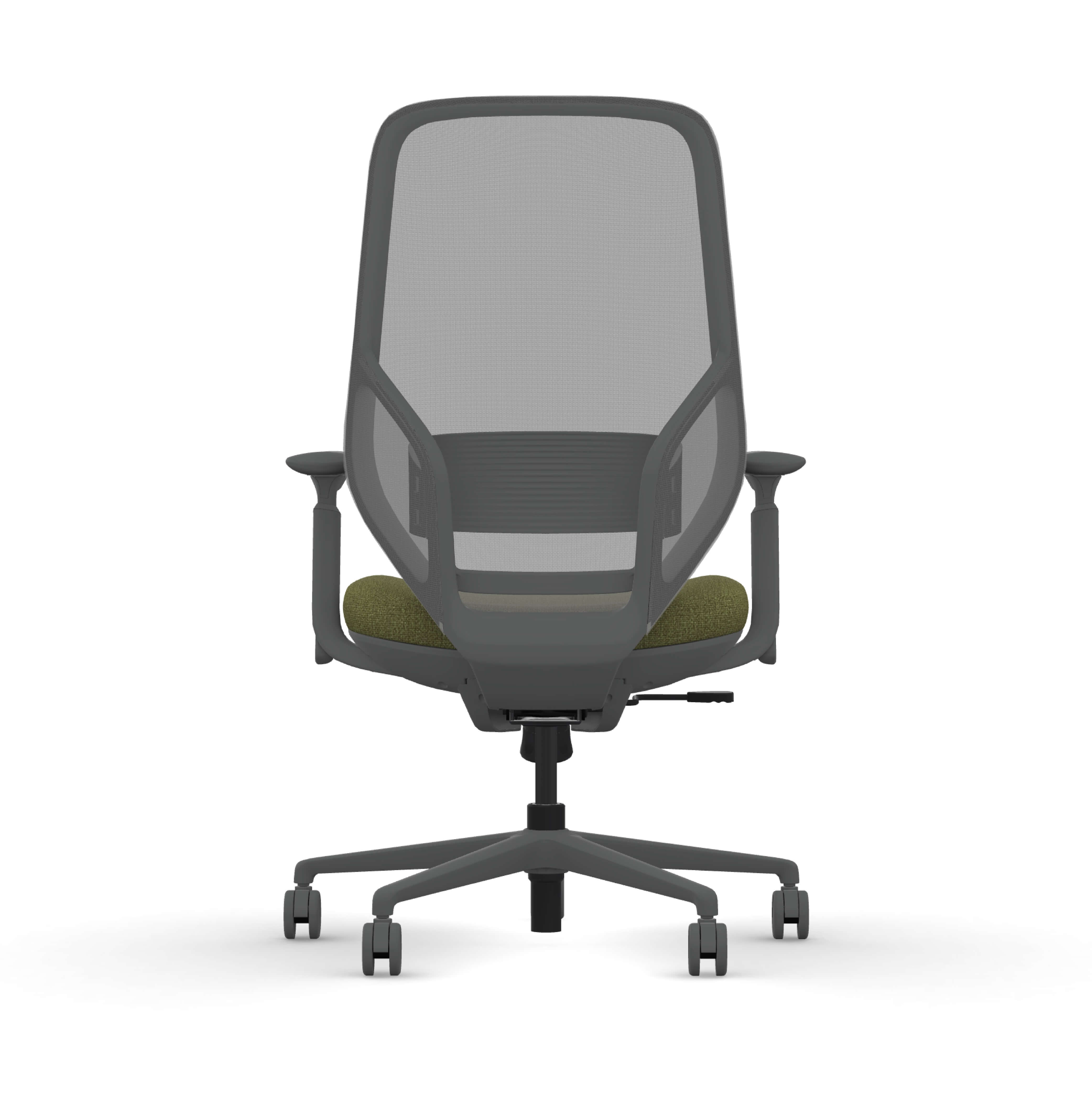 Executive and conference office desk chairs modern fabric office chair gray frame and green fabric back view