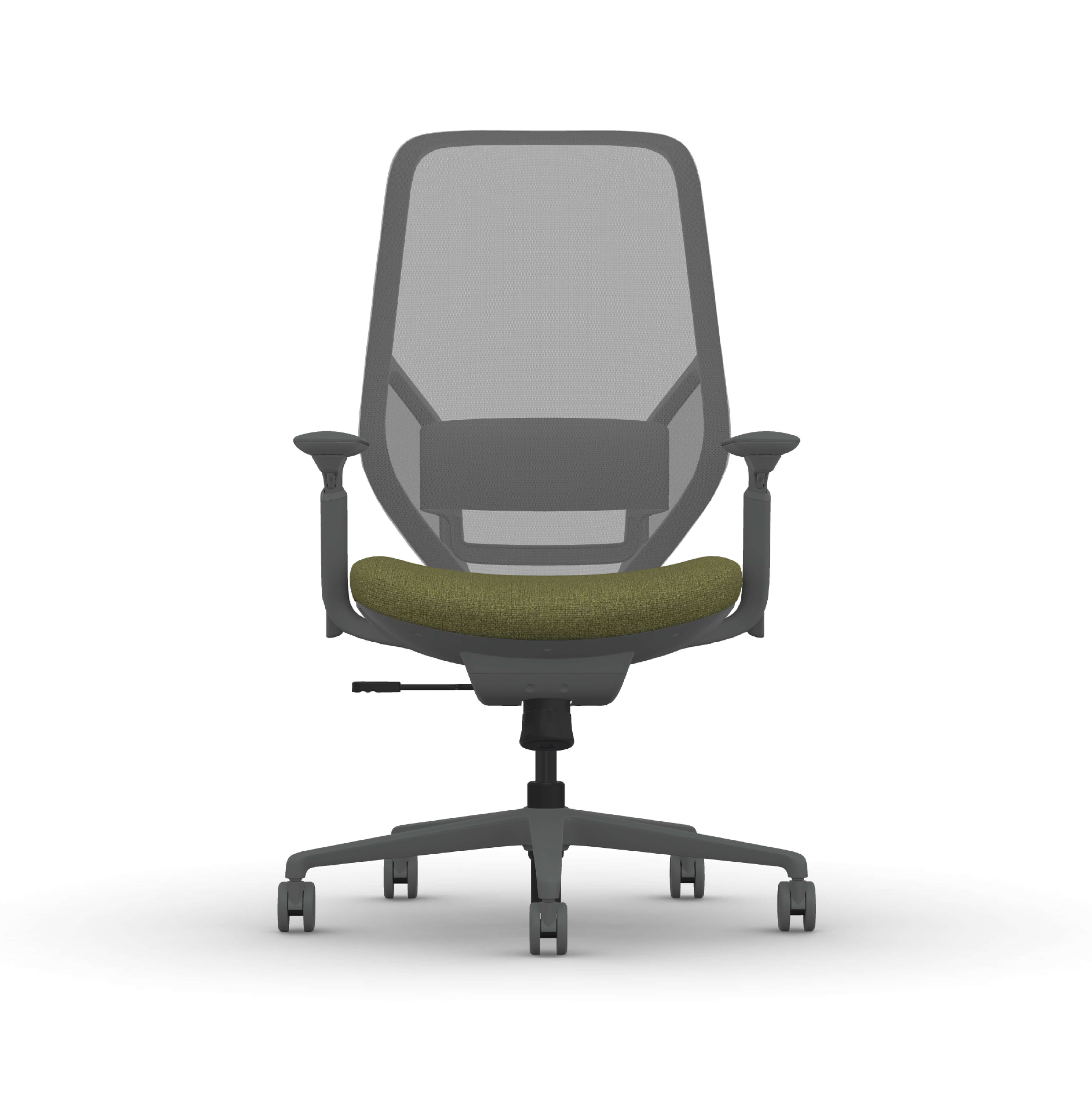 Executive and conference office desk chairs modern fabric office chair gray frame and green fabric front view
