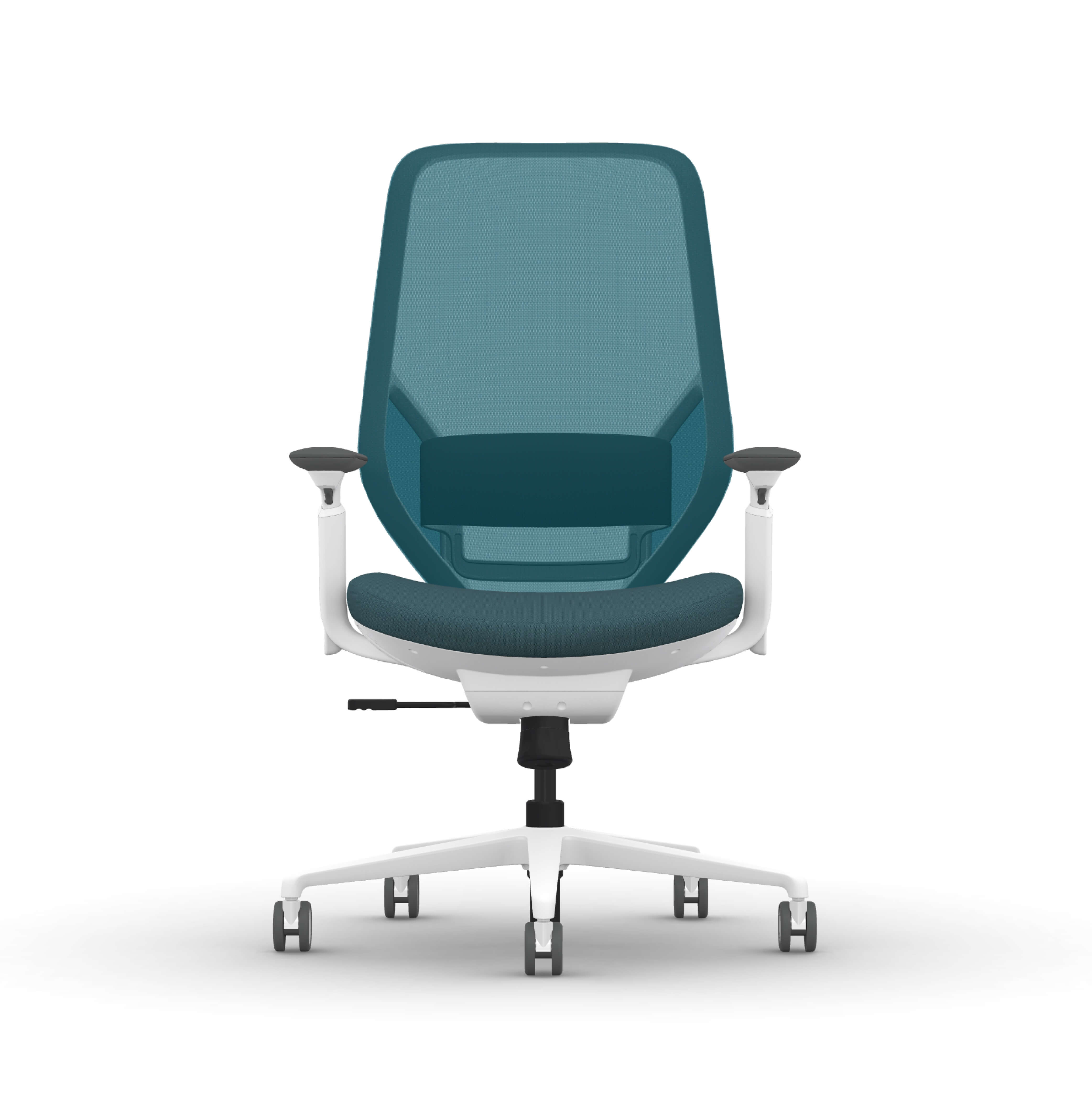 Executive and conference office desk chairs modern fabric office chair white frame and turquoise fabric front view
