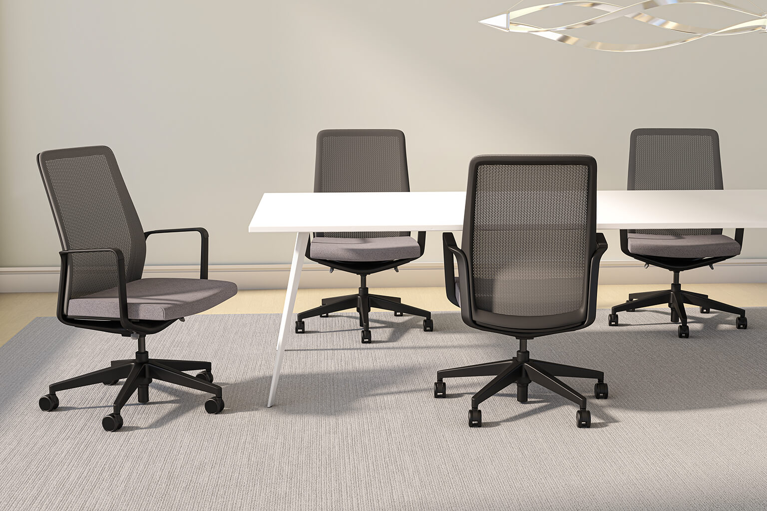 Executive and conference office desk chairs modern office executive chair beige seating and blac frame space view