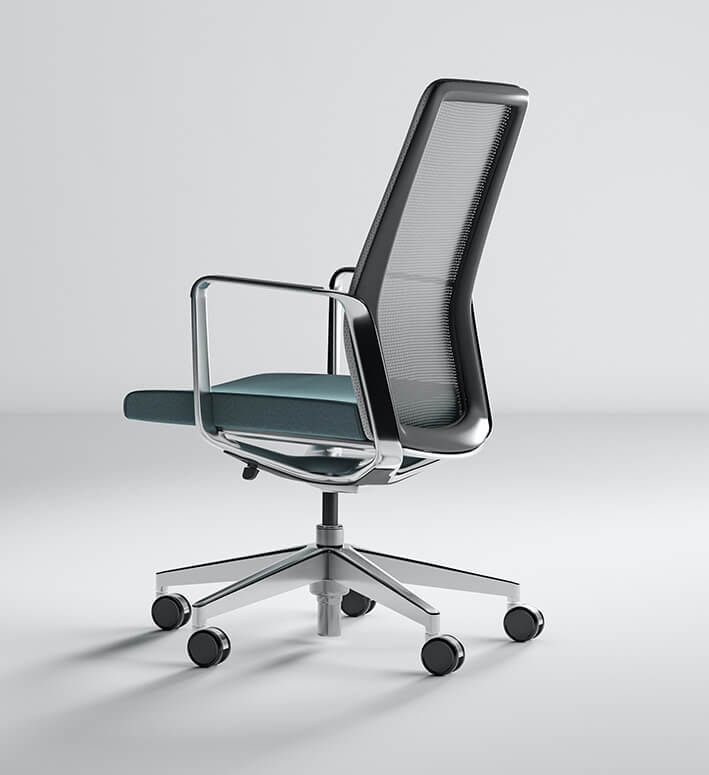Executive and conference office desk chairs modern office executive chair blue seating and polished frame space view