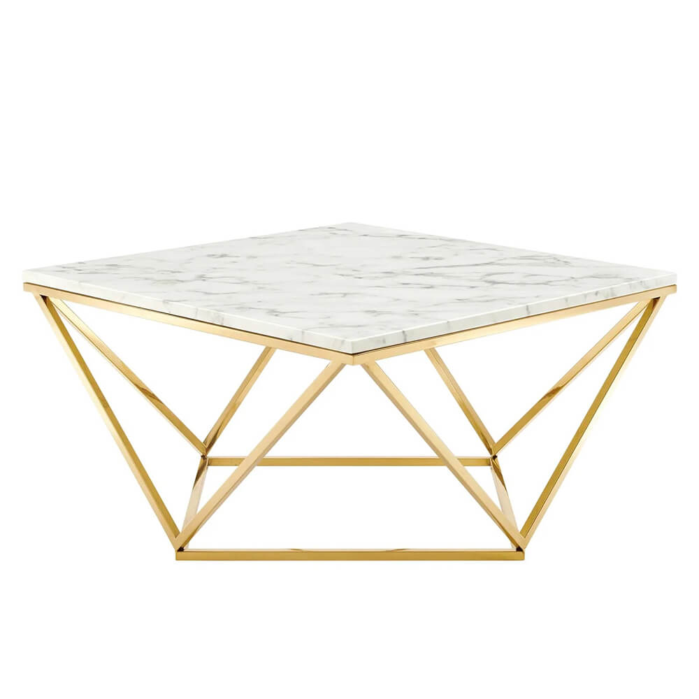 Glam geometrical coffee table angle view Glam geometrical coffee table angle view